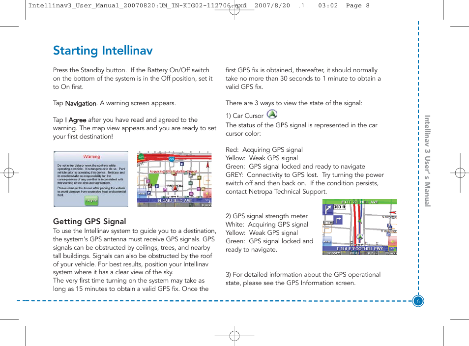 Starting intellinav | Intellinav 3 User Manual | Page 7 / 60