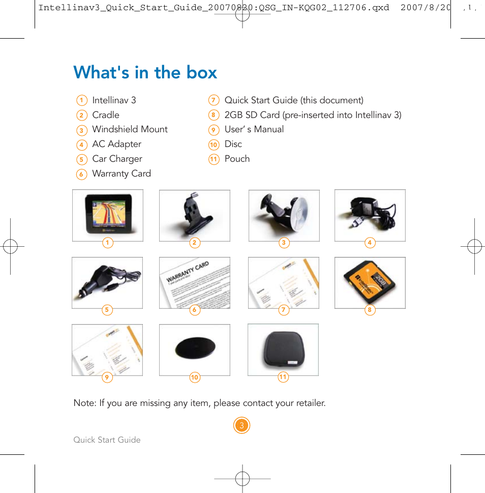 What's in the box | Intellinav 3 Quick Start User Manual | Page 4 / 24