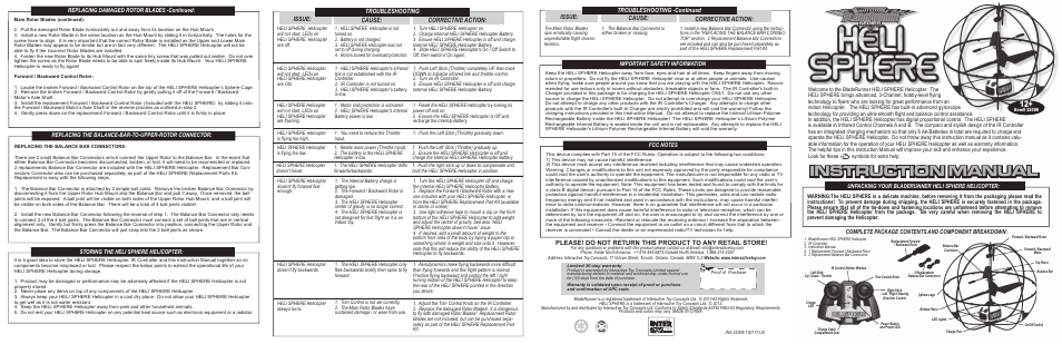 Interactive Toy Concepts Heli Sphere User Manual | 2 pages