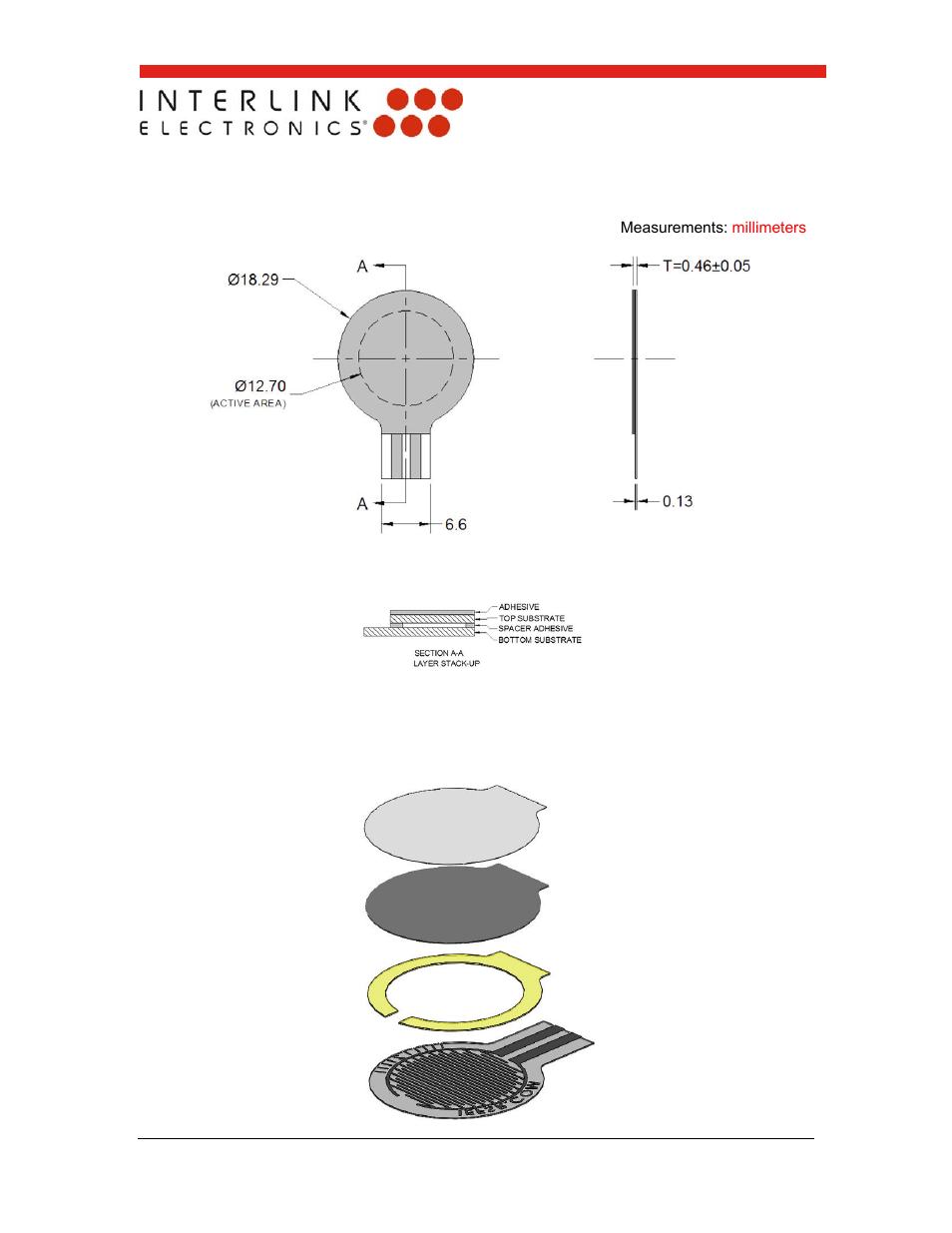 Model 402 round short tail, Exploded view | Interlink Electronics FSR 400 Series User Manual | Page 15 / 37