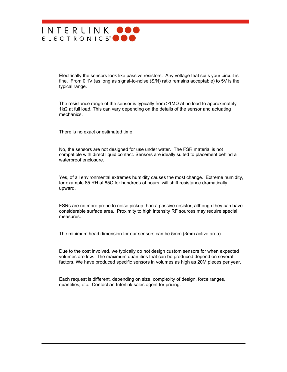 Interlink Electronics FSR 400 Series User Manual | Page 33 / 37