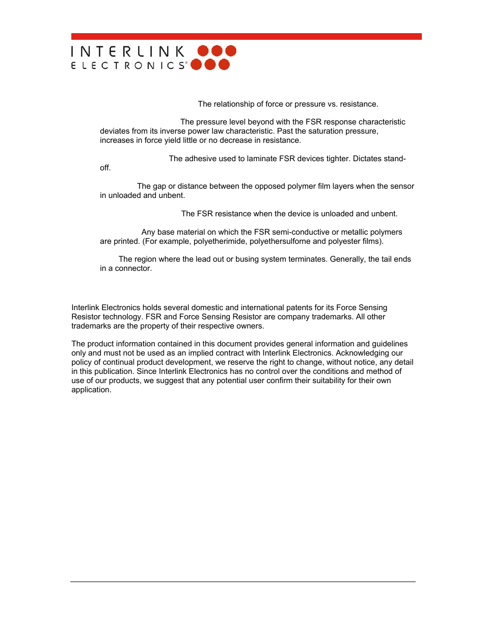0 intellectual property & other legal matters | Interlink Electronics FSR 400 Series User Manual | Page 36 / 37