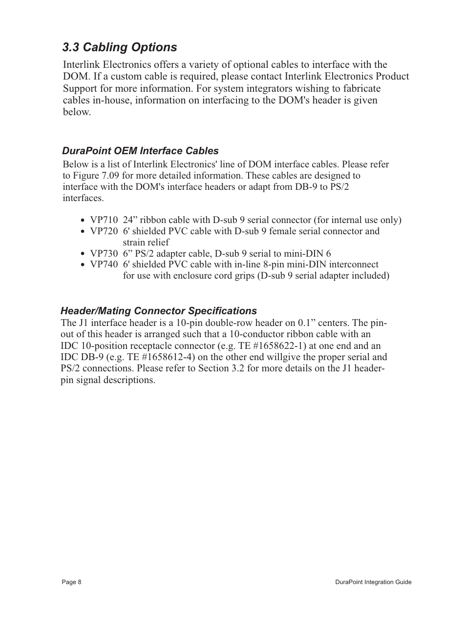 3 cabling options | Interlink Electronics DuraPoint User Manual | Page 12 / 35