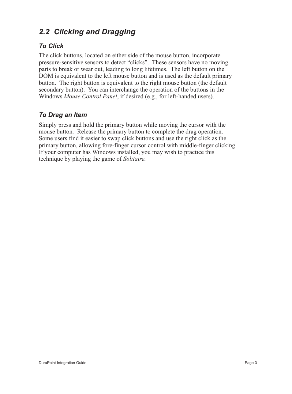2 clicking and dragging | Interlink Electronics DuraPoint User Manual | Page 7 / 35