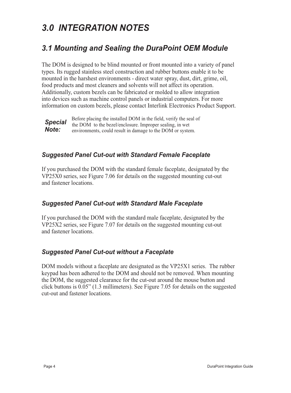 1 mounting and sealing the durapoint oem module | Interlink Electronics DuraPoint User Manual | Page 8 / 35