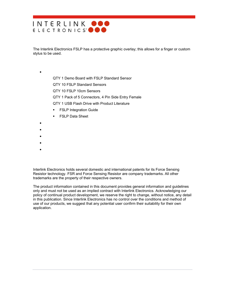 0 actuator, 0 orderable part numbers, 0 intellectual property & other legal matters | Interlink Electronics FSLP Sensor User Manual | Page 14 / 15