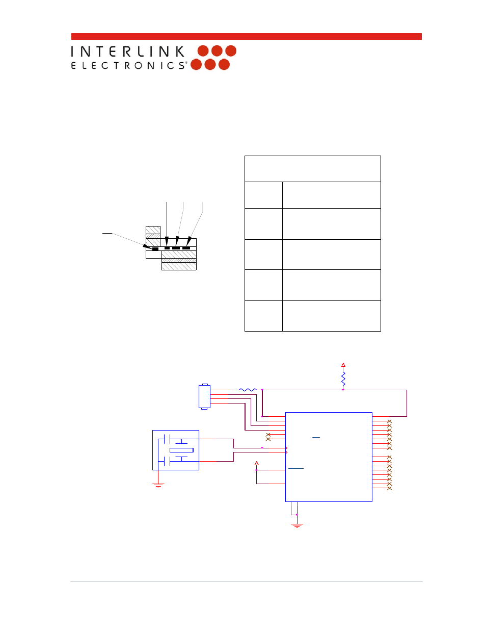 0 measurement techniques and algorithms, Pinout, Figure 6: ring sensor pin out | Figure 7: circuit schematic | Interlink Electronics Ring Sensor User Manual | Page 8 / 14
