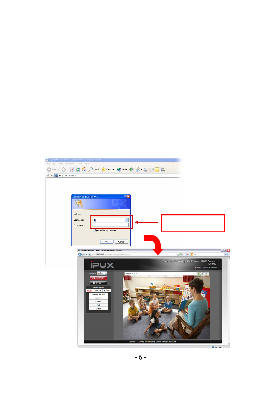 Accessing to the camera | IPUX ICS2030 Quick Installation Guide User Manual | Page 7 / 9