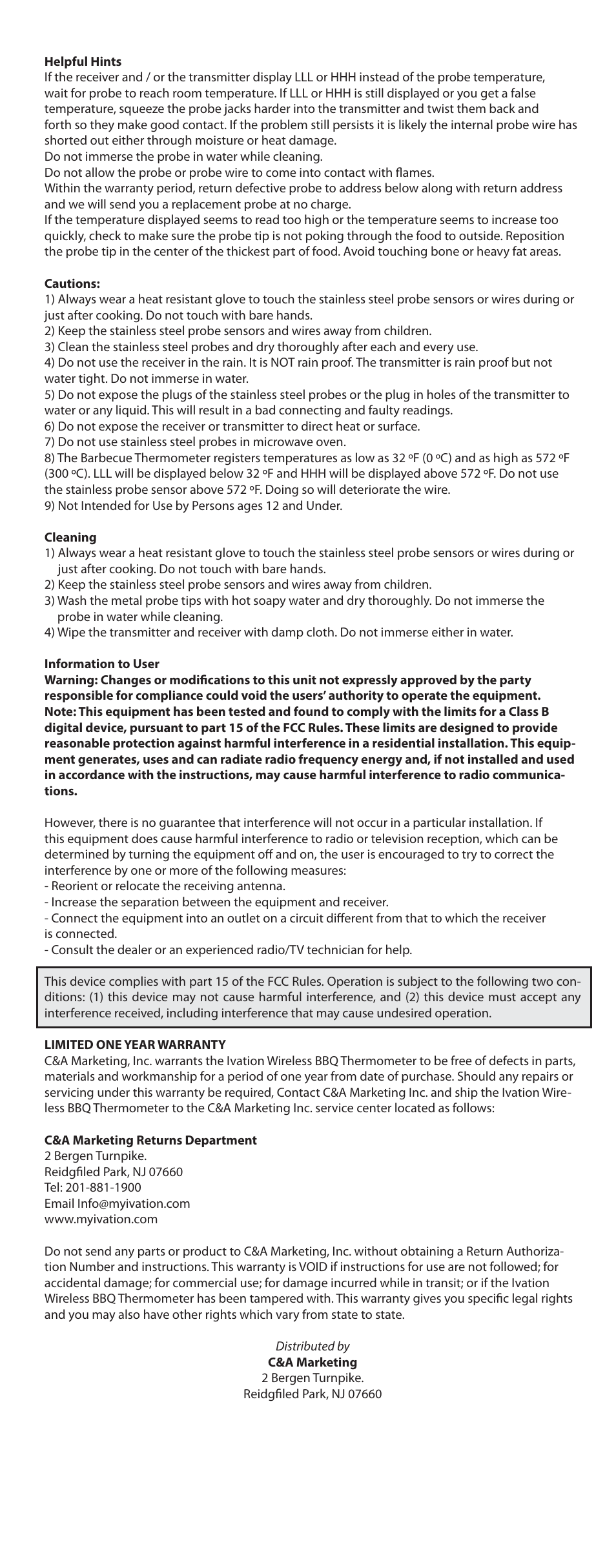IVATION AMZMAVET732 (WIRELESS BBQ) User Manual | Page 4 / 4