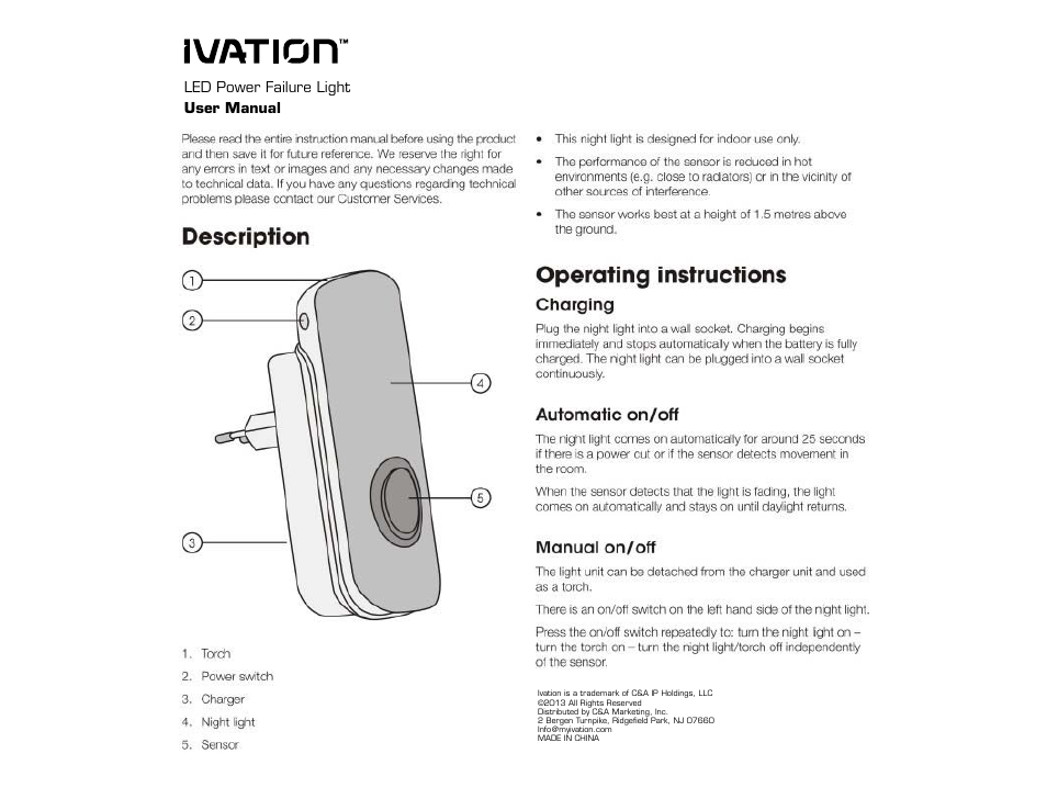 IVATION IVAEMG35 User Manual | 1 page