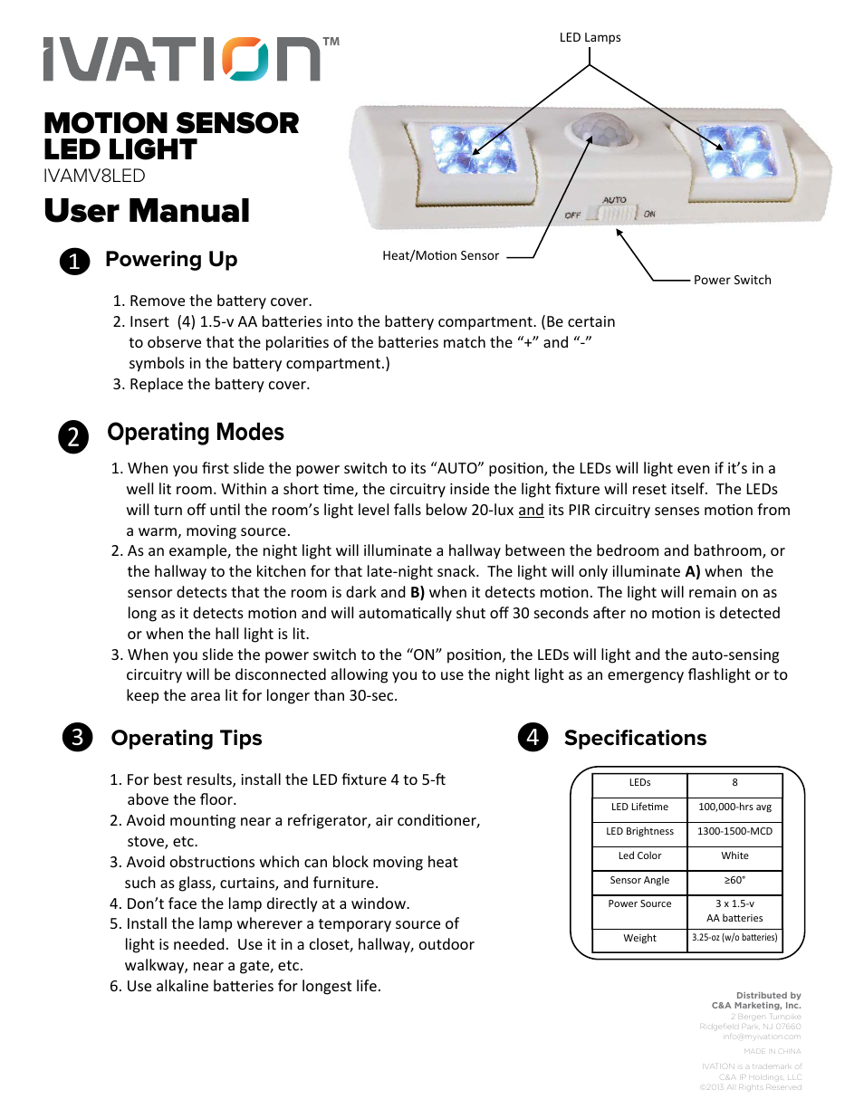 IVATION IVAMV8LED User Manual | 1 page