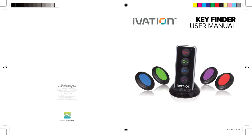 IVATION KEYFINDER1 4 Wireless RF Item Locator/Key Finder User Manual | 2 pages