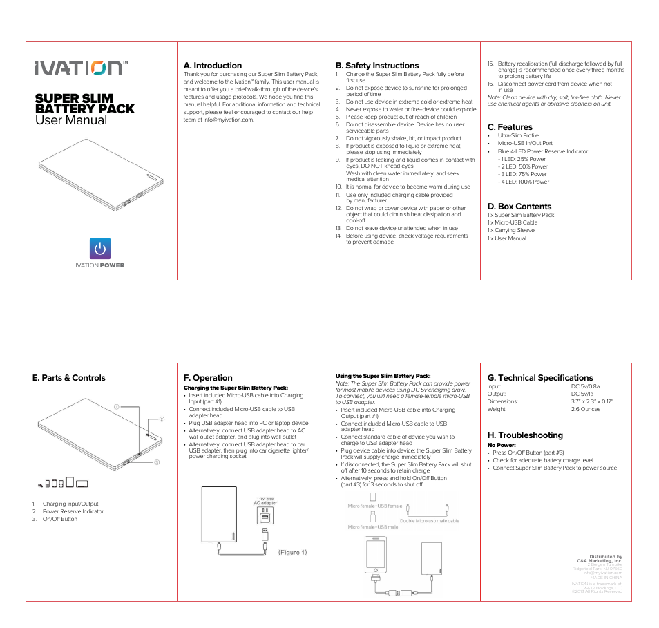 IVATION IVA7800MA User Manual | 1 page