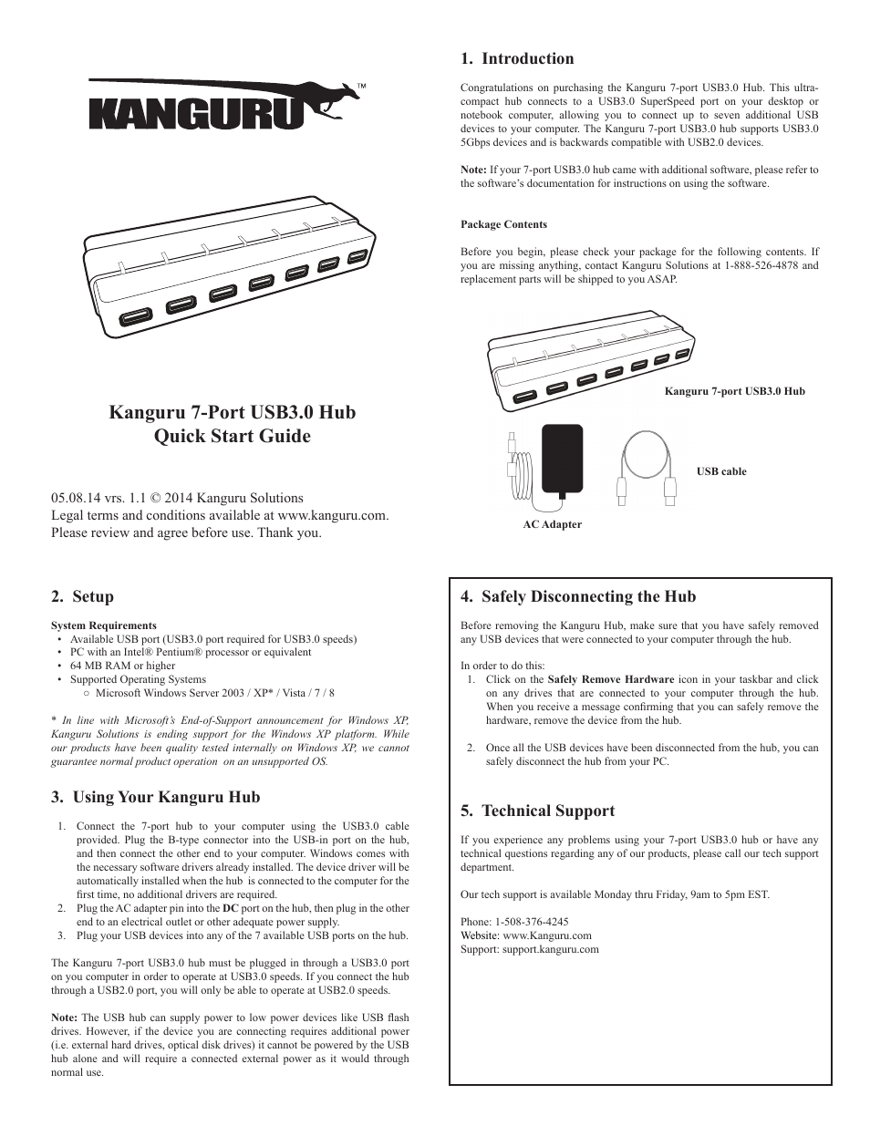 Kanguru 7-port USB3.0 Hub User Manual | 1 page