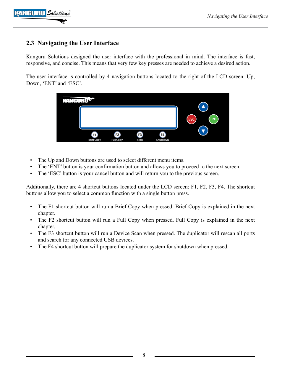 Navigating the user interface | Kanguru U2D2 User Manual | Page 8 / 26