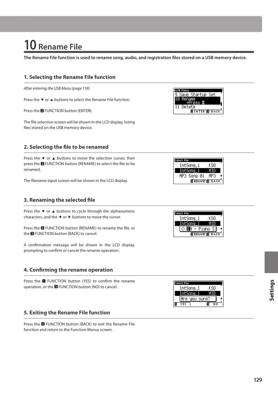 Rename file | Kawai CA97 User Manual | Page 129 / 152