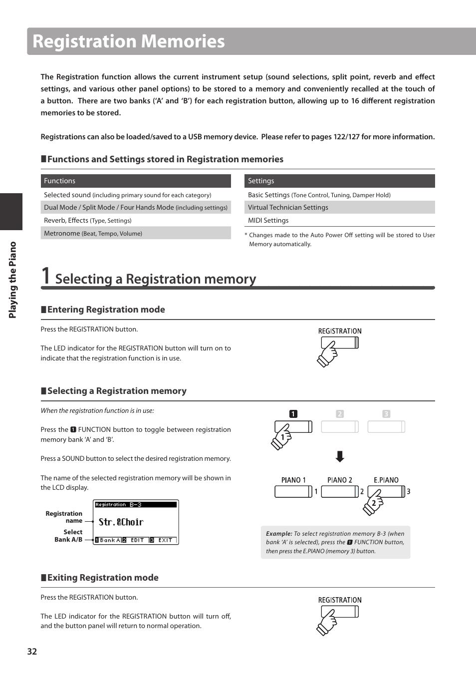 Pla y ing the p iano | Kawai CA97 User Manual | Page 32 / 152