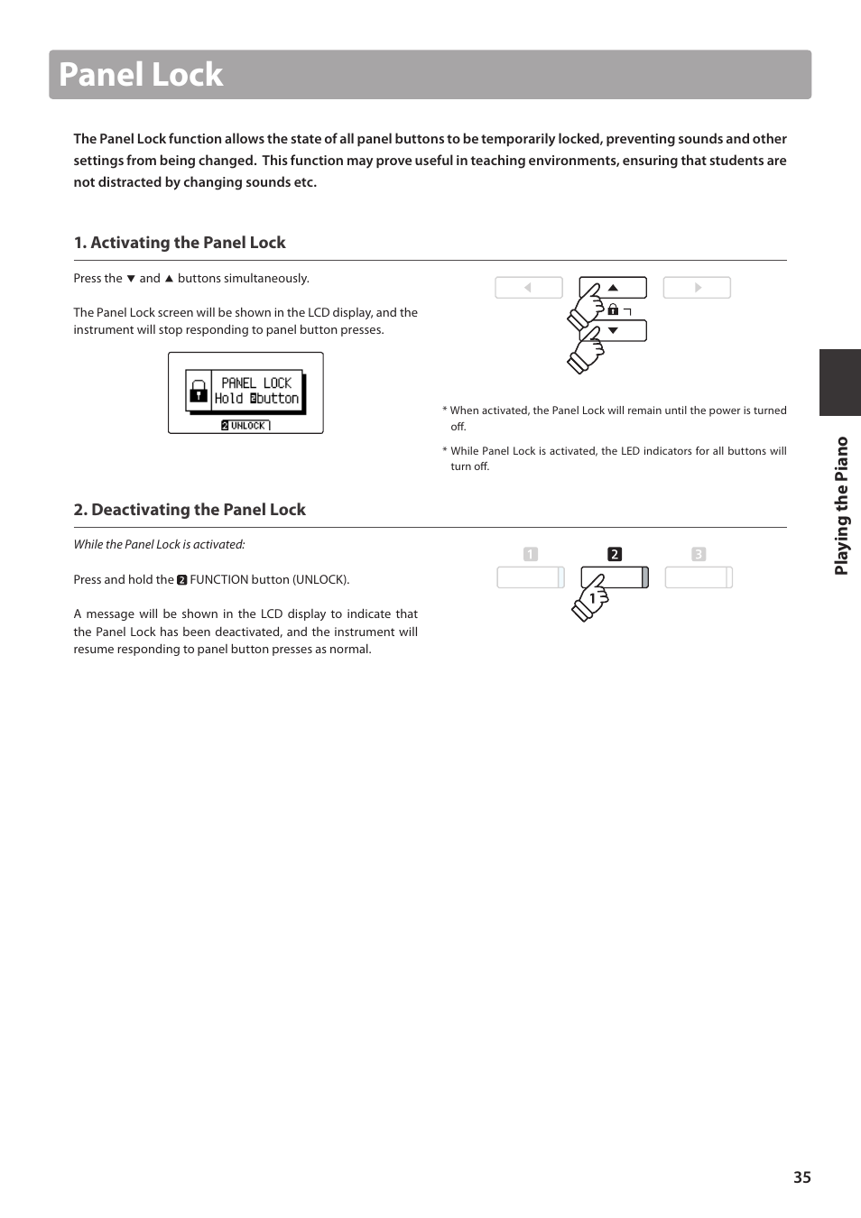 Panel lock | Kawai CA97 User Manual | Page 35 / 152