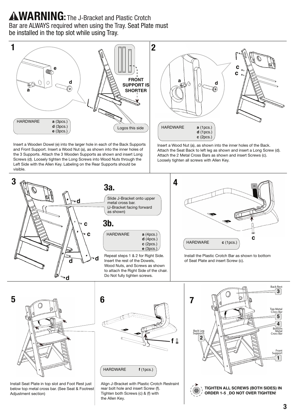 Warning, 33b. 3a. 4 | Keekaroo Height Right High Chair + Tray User Manual | Page 3 / 8