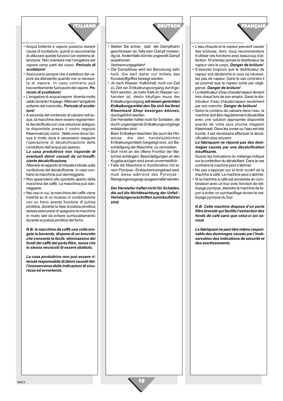 Kleenmaid CM01X User Manual | Page 10 / 36