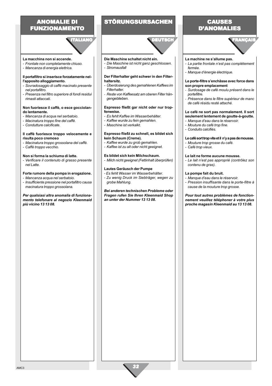 Kleenmaid CM01X User Manual | Page 32 / 36