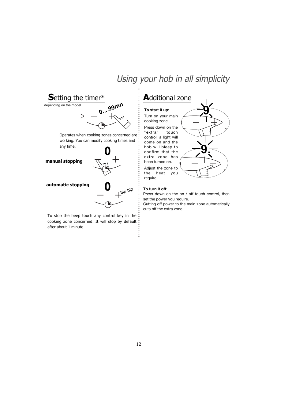 Using your hob in all simplicity | Kleenmaid IVK61 User Manual | Page 12 / 17