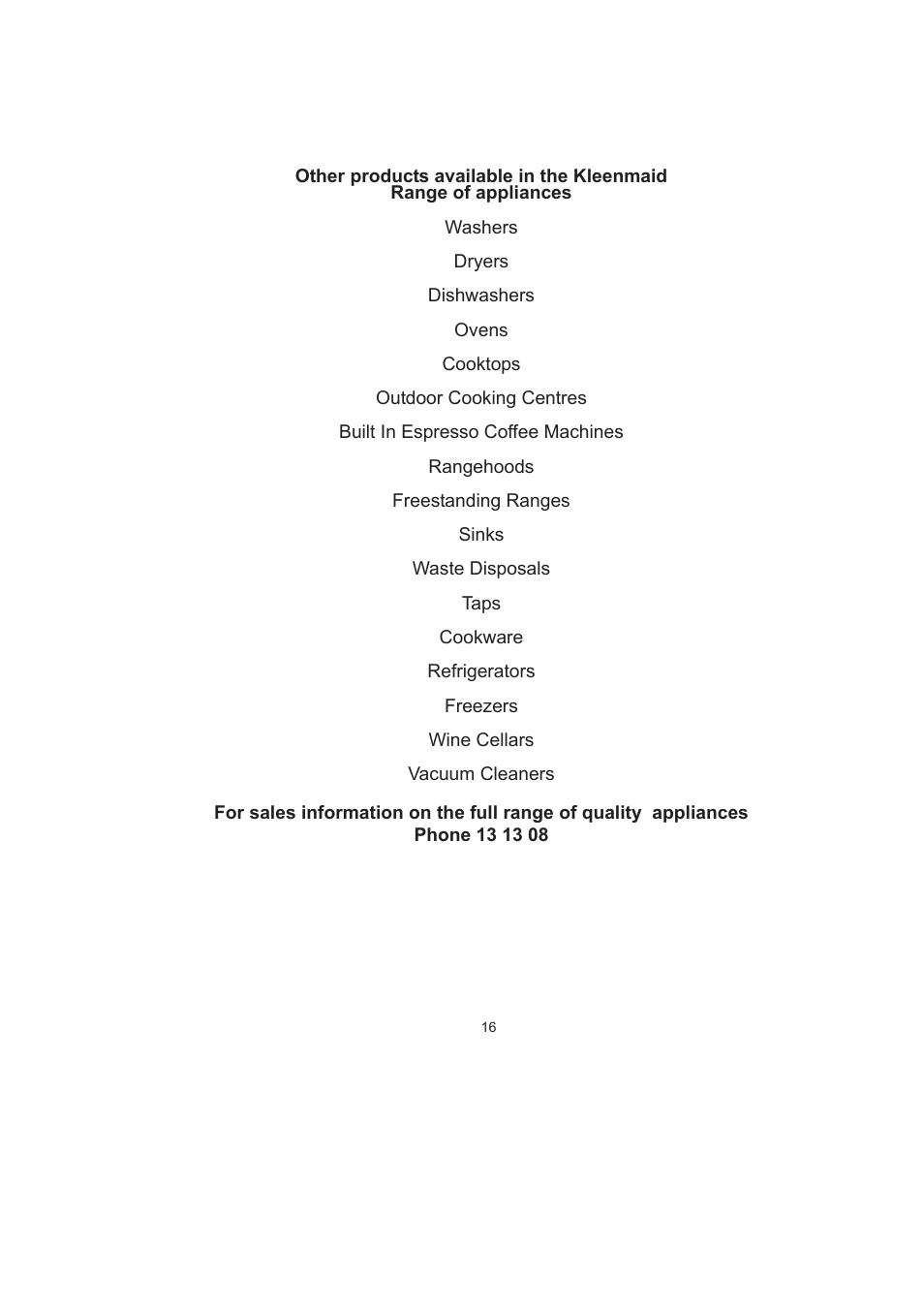 Kleenmaid IVK61 User Manual | Page 17 / 17