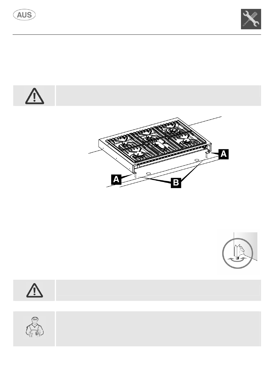 Instructions for the installer, Final operations, 1 fixing the free-standing cooking hob | 2 levelling the cooker to the floor | Kleenmaid S9 February 2006 User Manual | Page 16 / 48