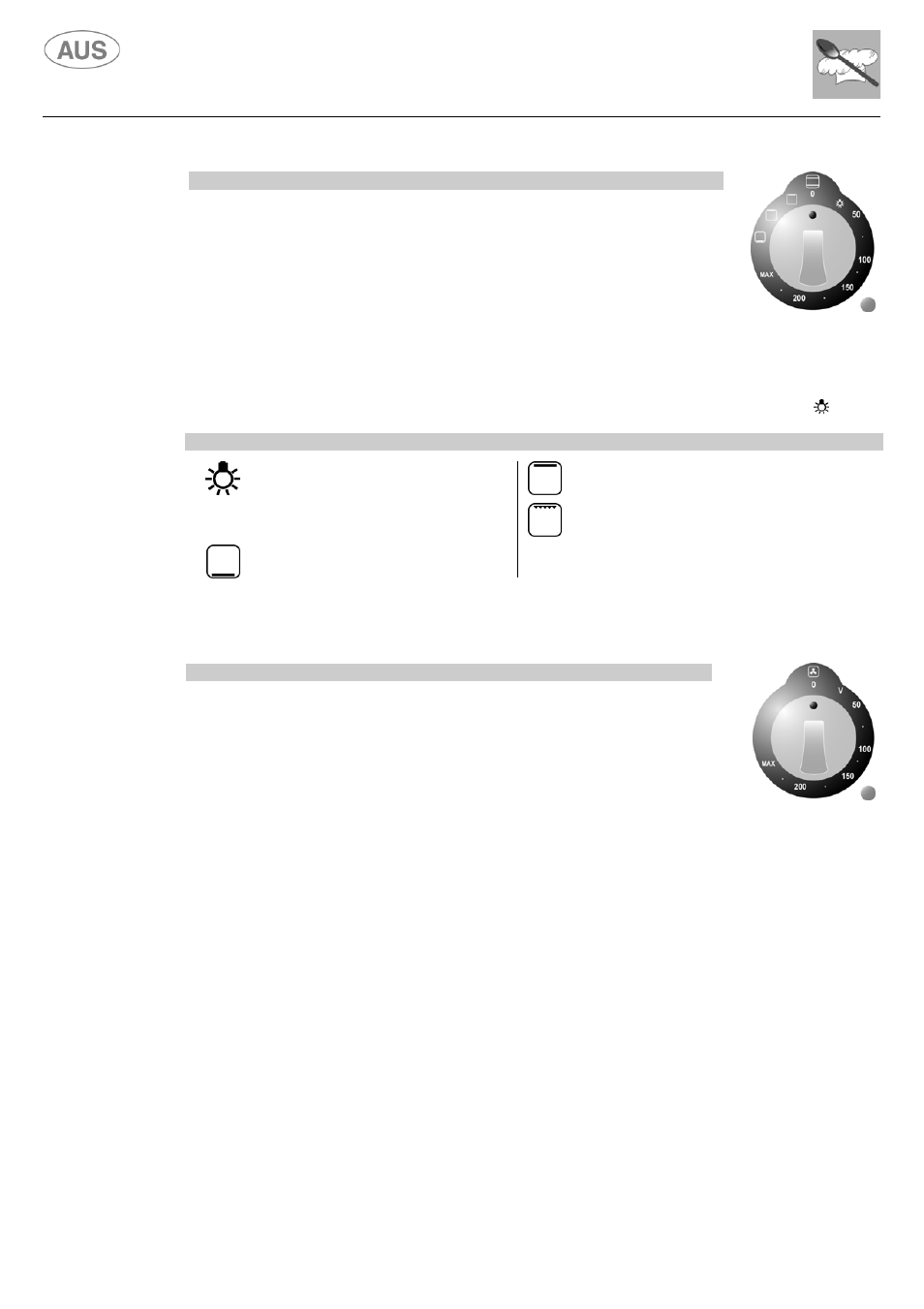 Instructions for the user, Description of grill oven knob, Description of symbols | 50÷max, Description of convection oven knob | Kleenmaid S9 February 2006 User Manual | Page 20 / 48