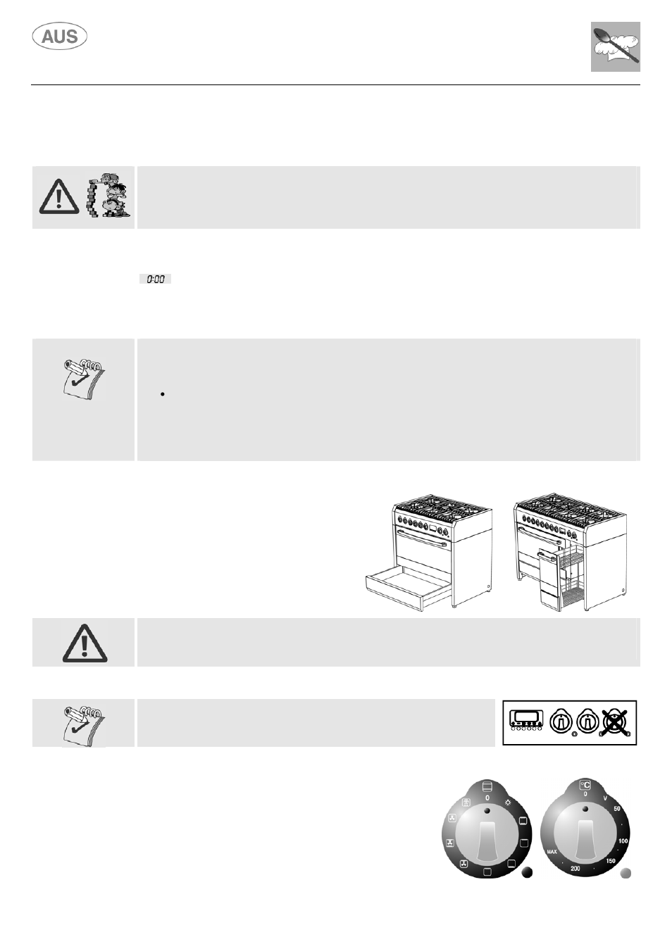 Instructions for the user, Using the ovens, 1 general warnings | 2 drawer and storage compartment, 3 using the electric multifunction, Oven, Do not cook food on the bottom of the oven, There has been a current interruption, 1 switching on the oven for the first time | Kleenmaid S9 February 2006 User Manual | Page 30 / 48