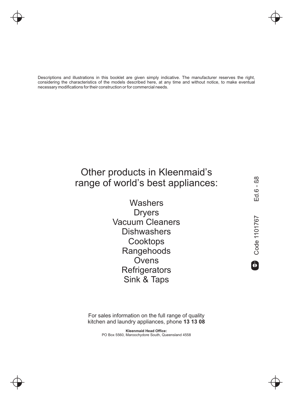 Kleenmaid FEG900X User Manual | Page 40 / 40
