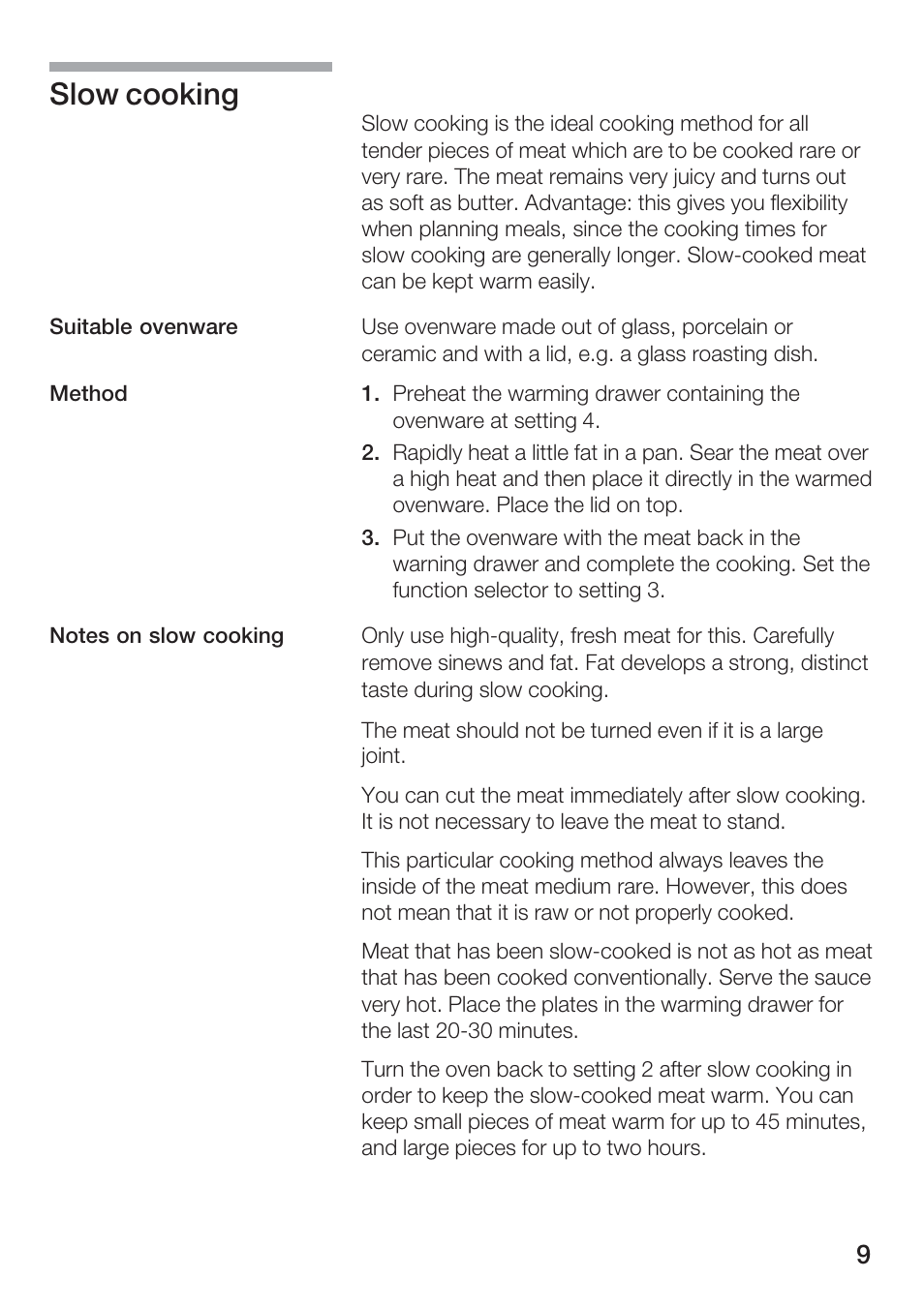 Slow cooking | Kleenmaid KWD140 User Manual | Page 10 / 15