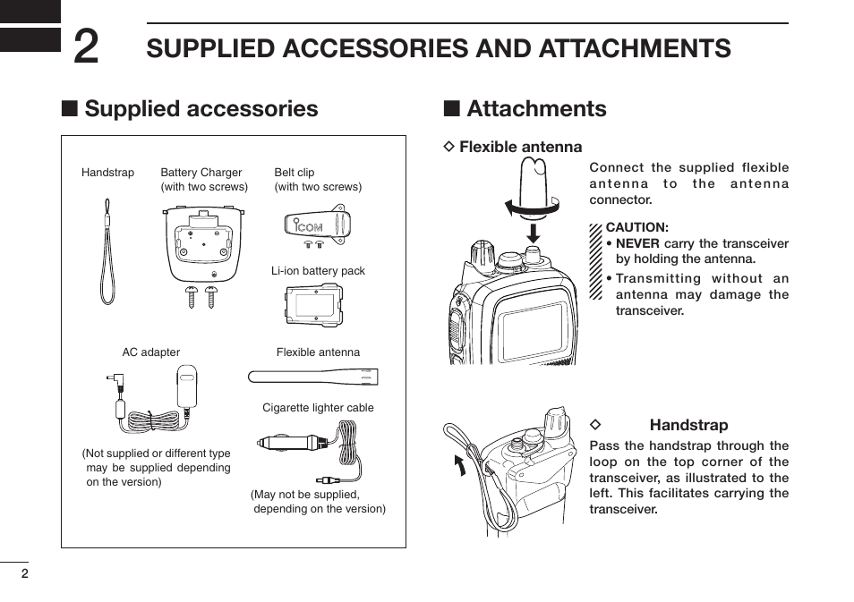 Supplied accessories and attachments, Supplied accessories ■ attachments | Icom IC-M73 Plus User Manual | Page 10 / 56