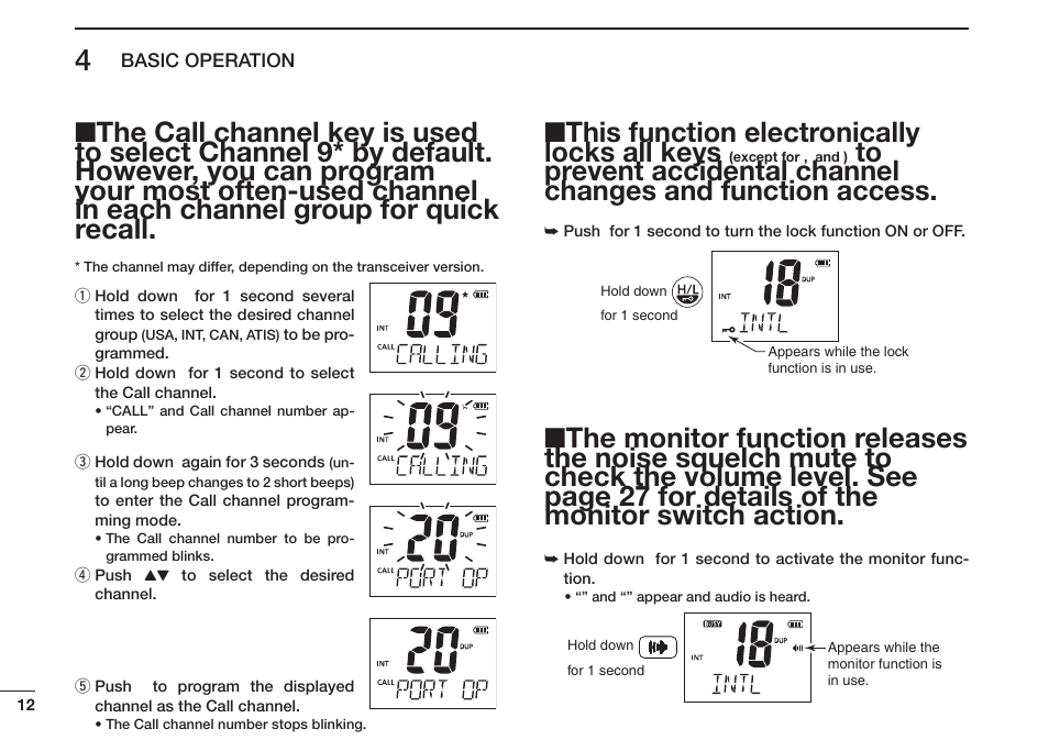 This function electronically locks all keys | Icom IC-M73 Plus User Manual | Page 20 / 56