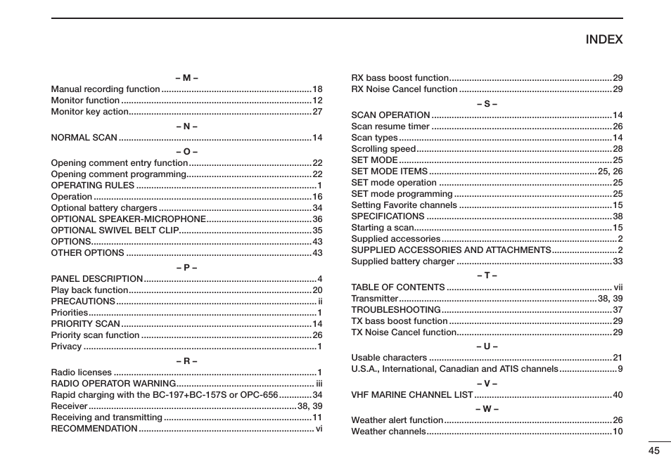 Index | Icom IC-M73 Plus User Manual | Page 53 / 56