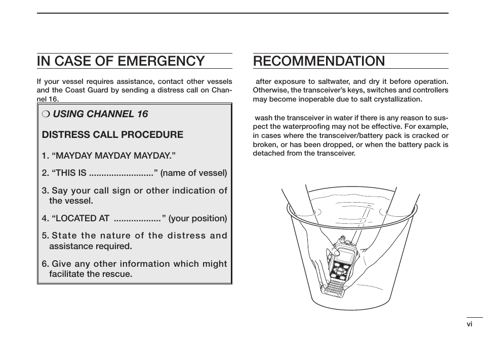 Recommendation | Icom IC-M73 Plus User Manual | Page 7 / 56