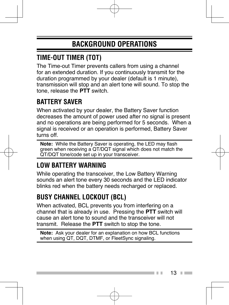 Background operations | Kenwood TK-2406M User Manual | Page 19 / 21