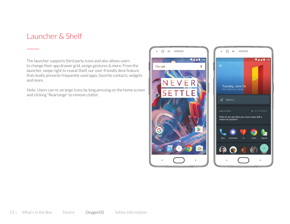 Launcher & shelf | One plus 3T User Manual | Page 15 / 37
