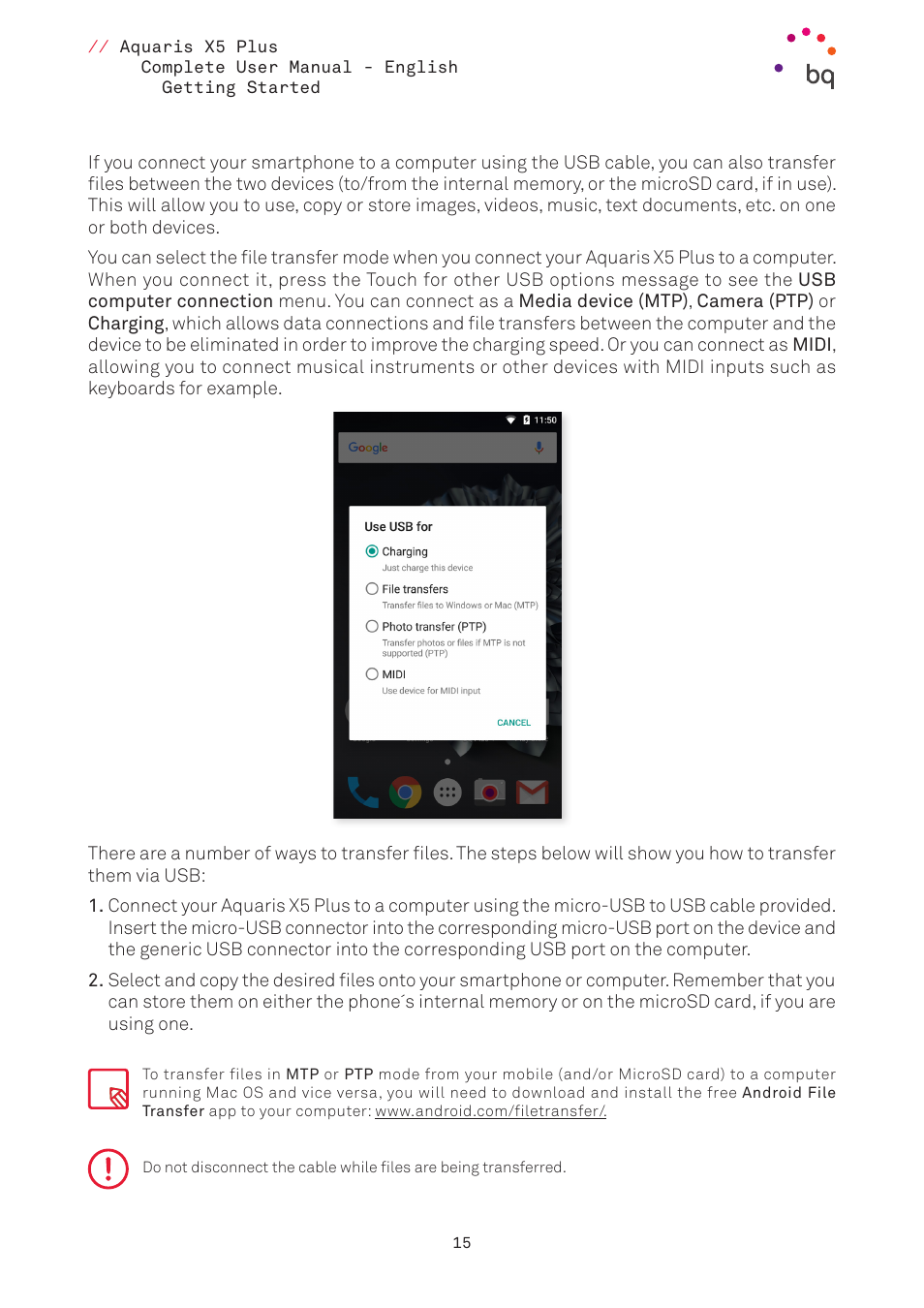 BQ Aquaris X5 Plus User Manual | Page 15 / 87