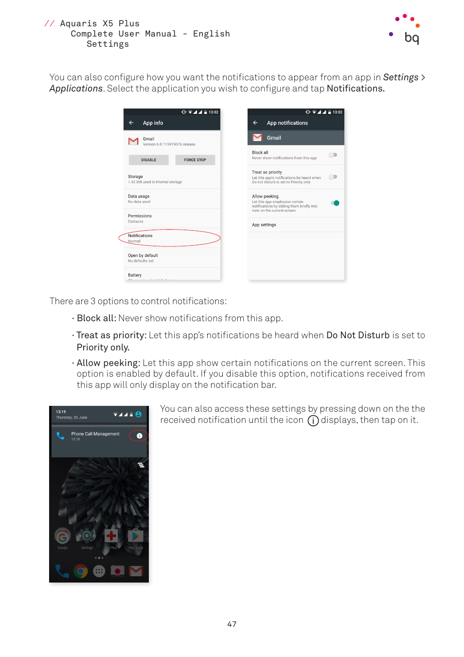 BQ Aquaris X5 Plus User Manual | Page 47 / 87