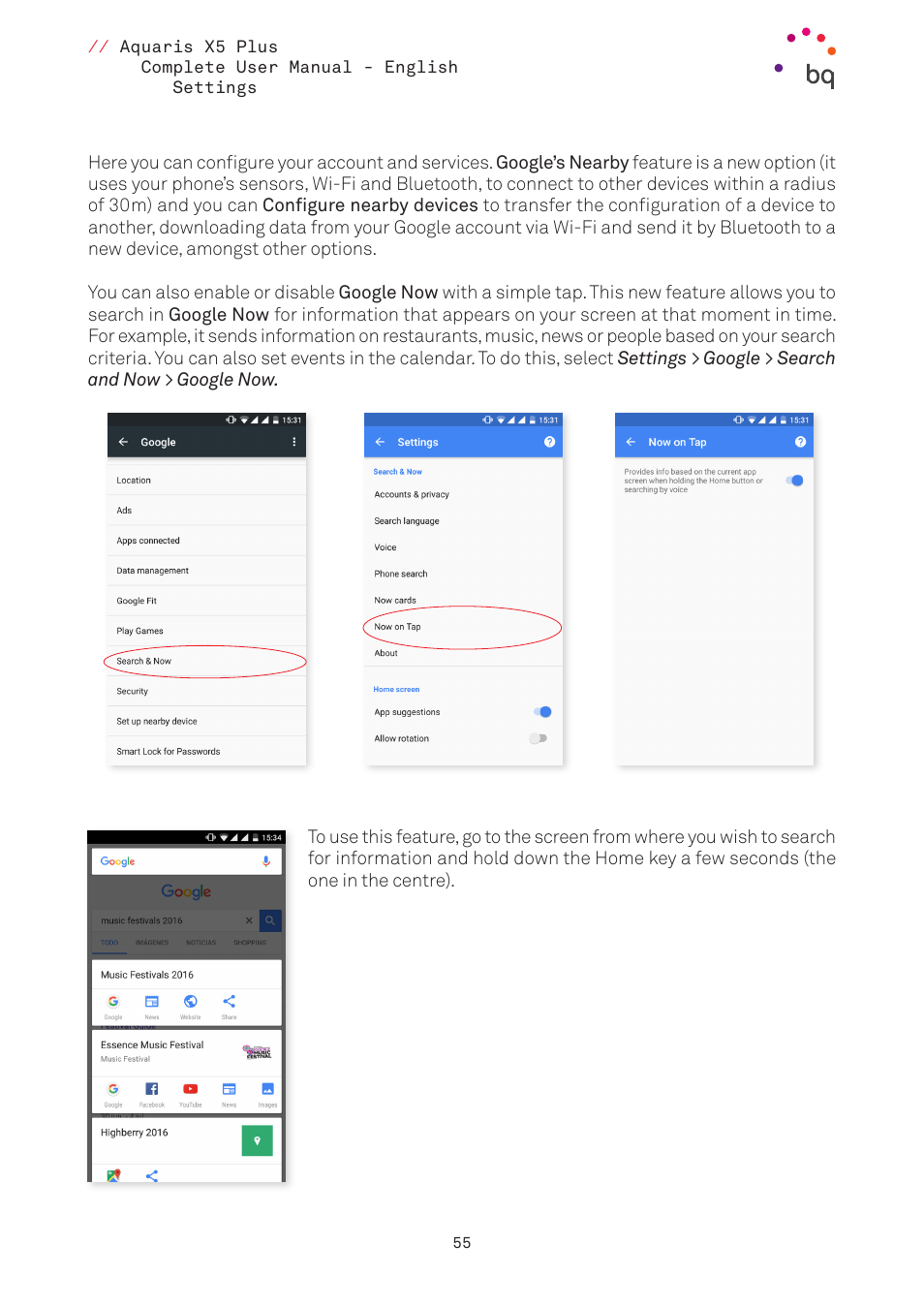 BQ Aquaris X5 Plus User Manual | Page 55 / 87
