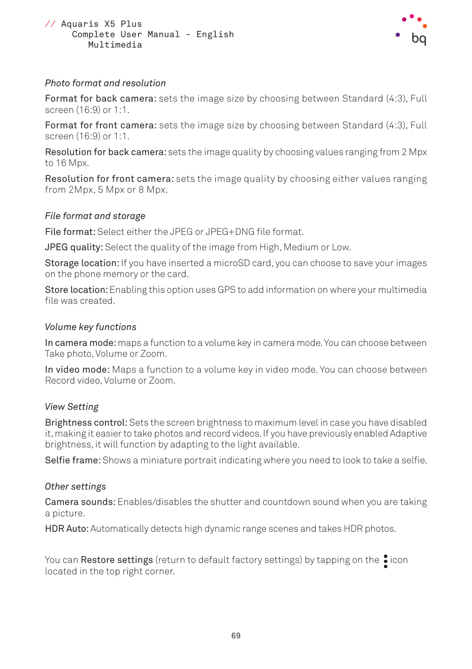 BQ Aquaris X5 Plus User Manual | Page 69 / 87