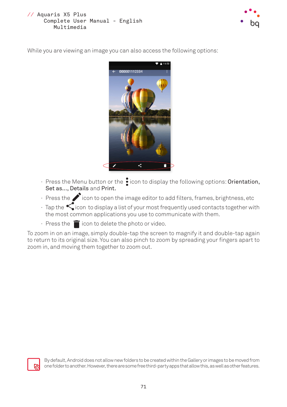 BQ Aquaris X5 Plus User Manual | Page 71 / 87