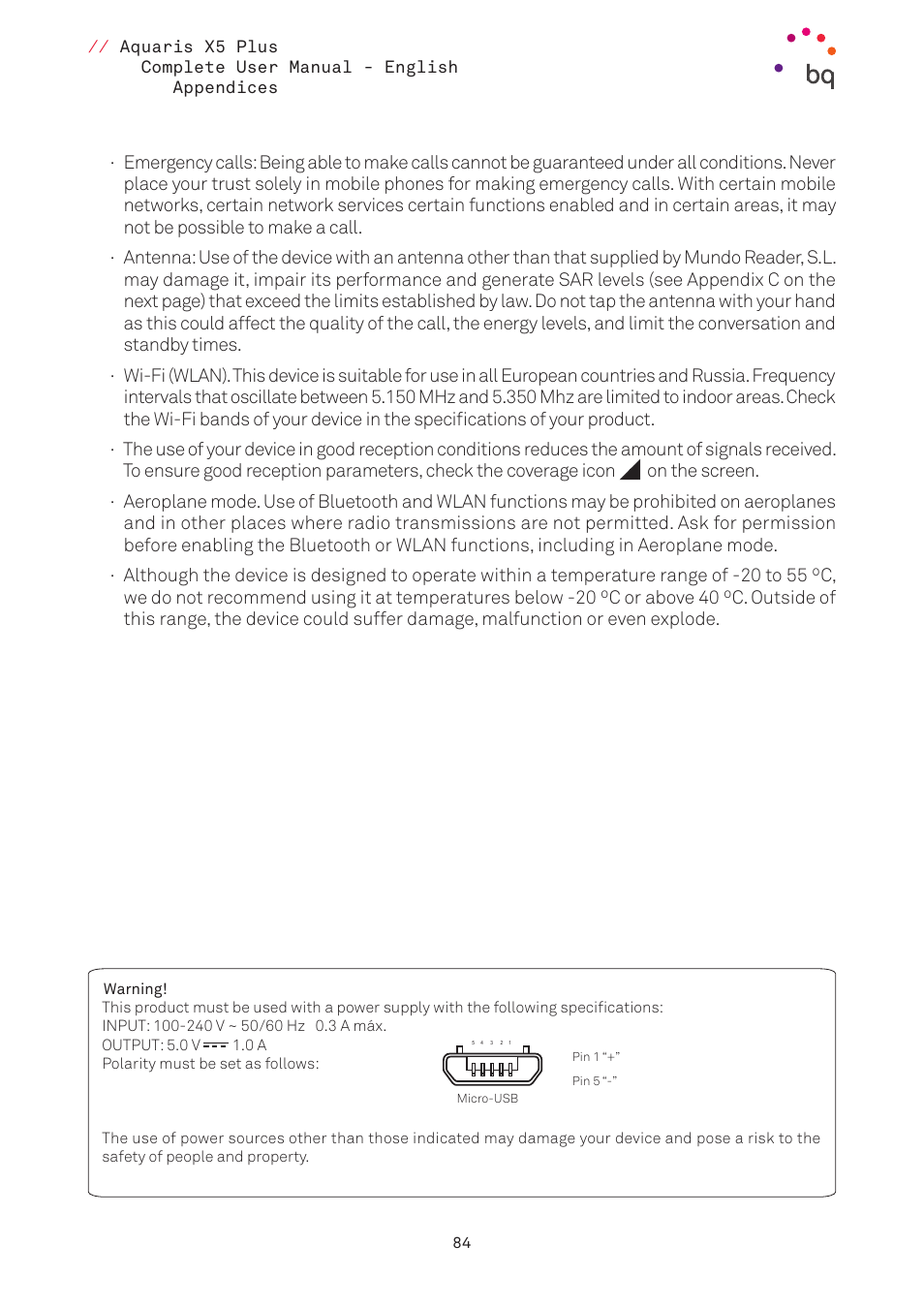 BQ Aquaris X5 Plus User Manual | Page 84 / 87