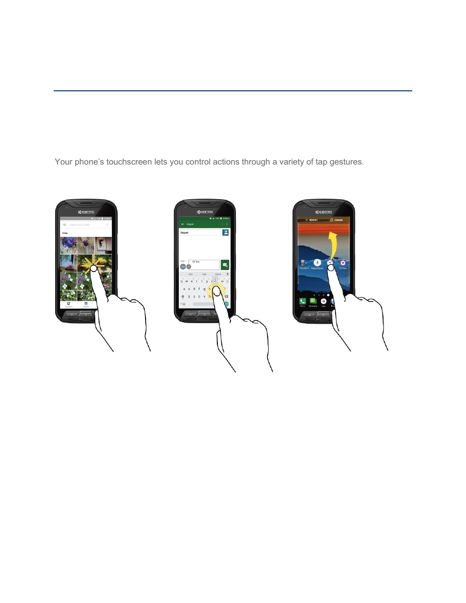 Phone basics, Touchscreen navigation | Kyocera DuraForce Pro User Manual | Page 21 / 179