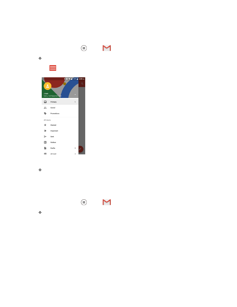 Switching between gmail accounts, Gmail settings | Kyocera DuraForce Pro User Manual | Page 104 / 245