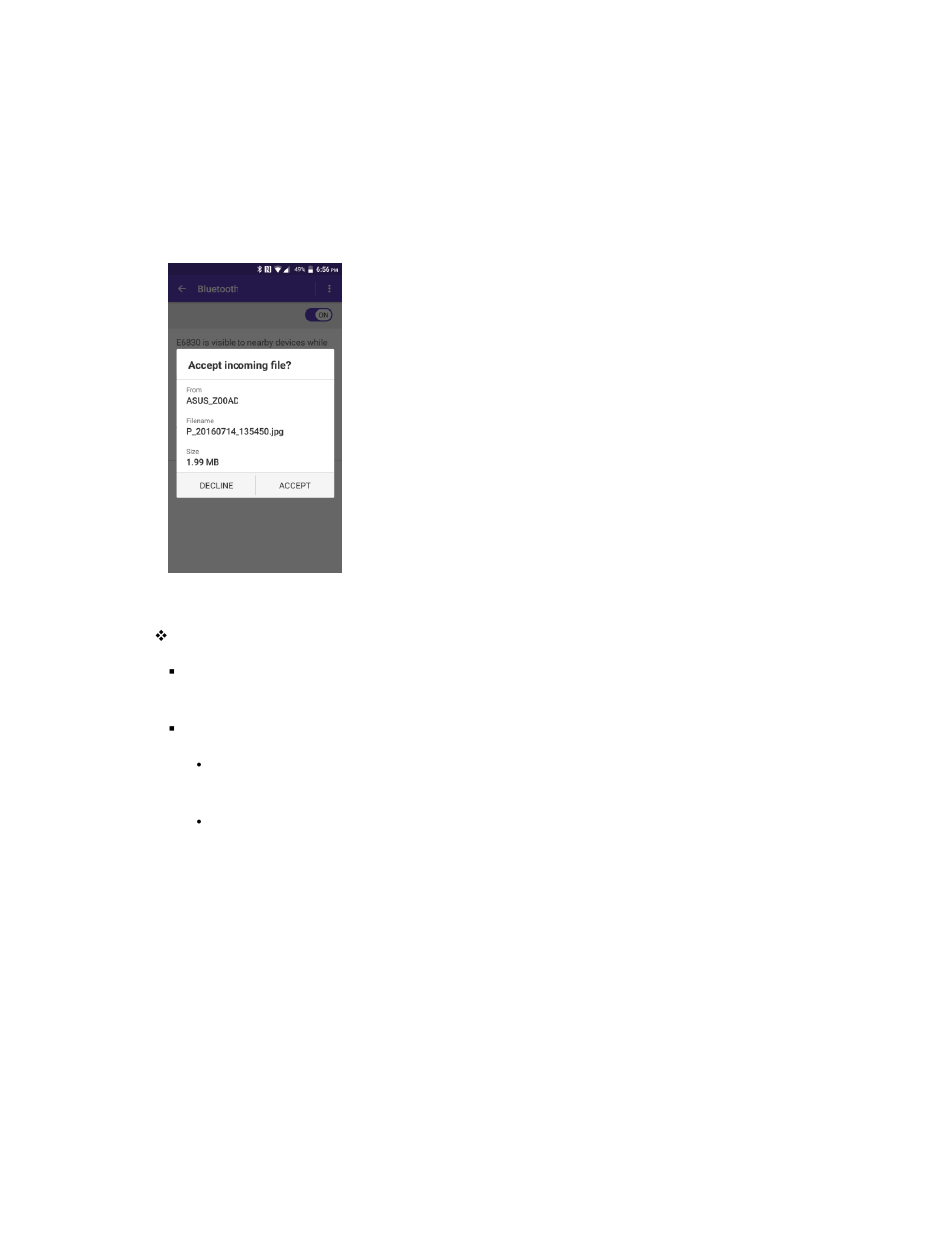 Receive data via bluetooth | Kyocera DuraForce Pro User Manual | Page 138 / 245