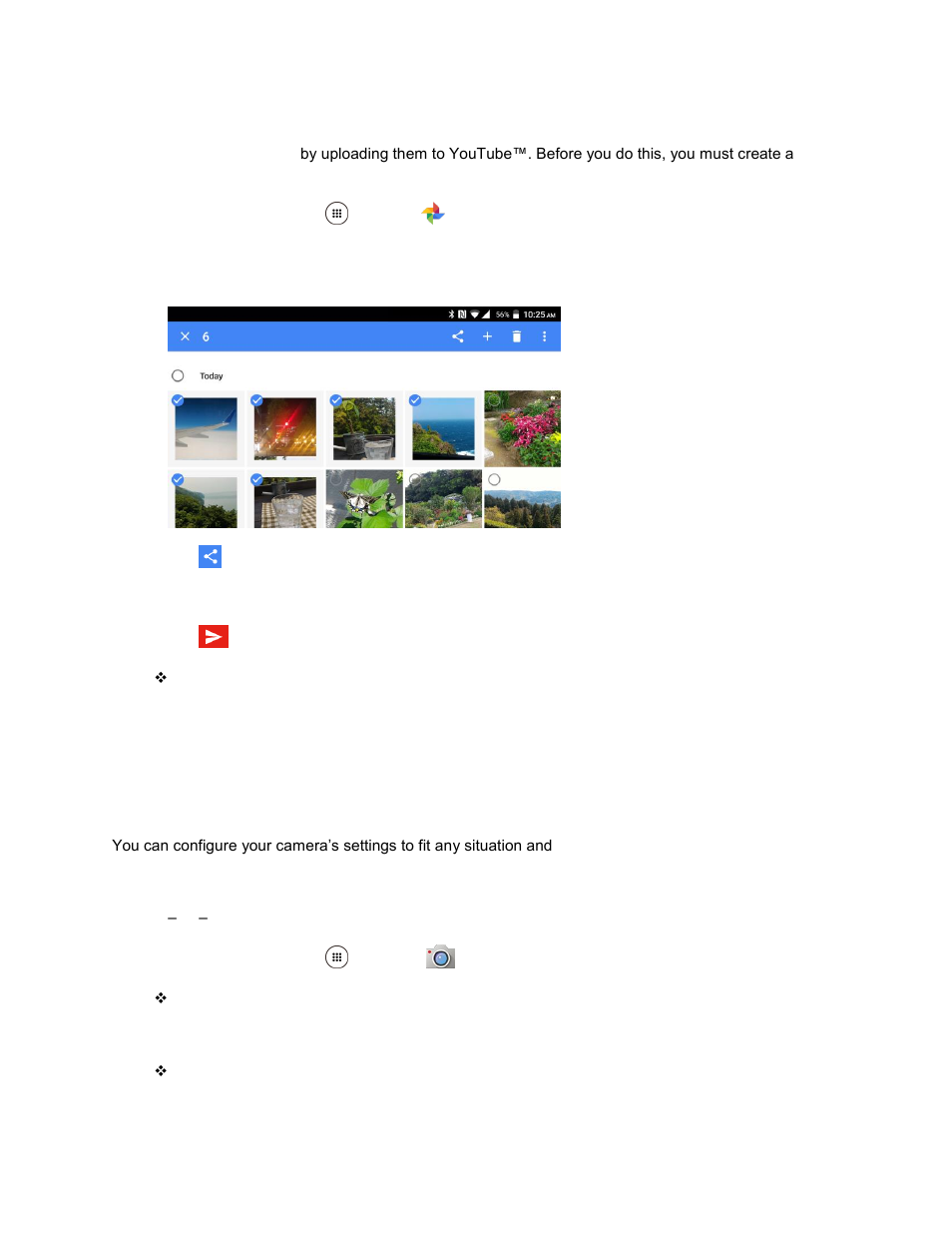 Share videos on youtube, Camera settings, Set camera functions | Kyocera DuraForce Pro User Manual | Page 149 / 245