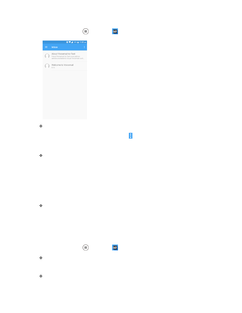 Listen to multiple voicemail messages, Visual voicemail options | Kyocera DuraForce Pro User Manual | Page 69 / 245
