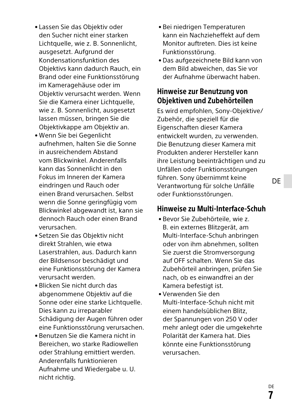 Hinweise zu multi-interface-schuh | Sony α6500 ILCE-6500 User Manual | Page 119 / 507
